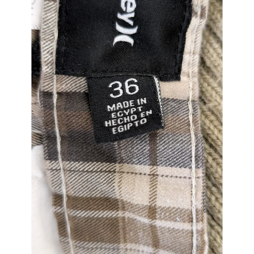 Hurley Men's Shorts Size 36 Plaid Pockets Logo Flat Front‎